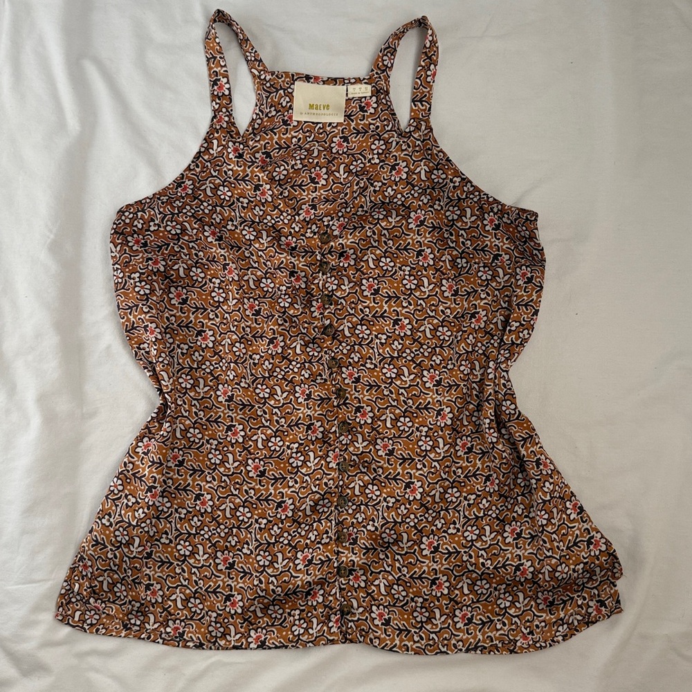 Antropologie Maeve Brown and White Patterned Camisole - Picture 2 of 8